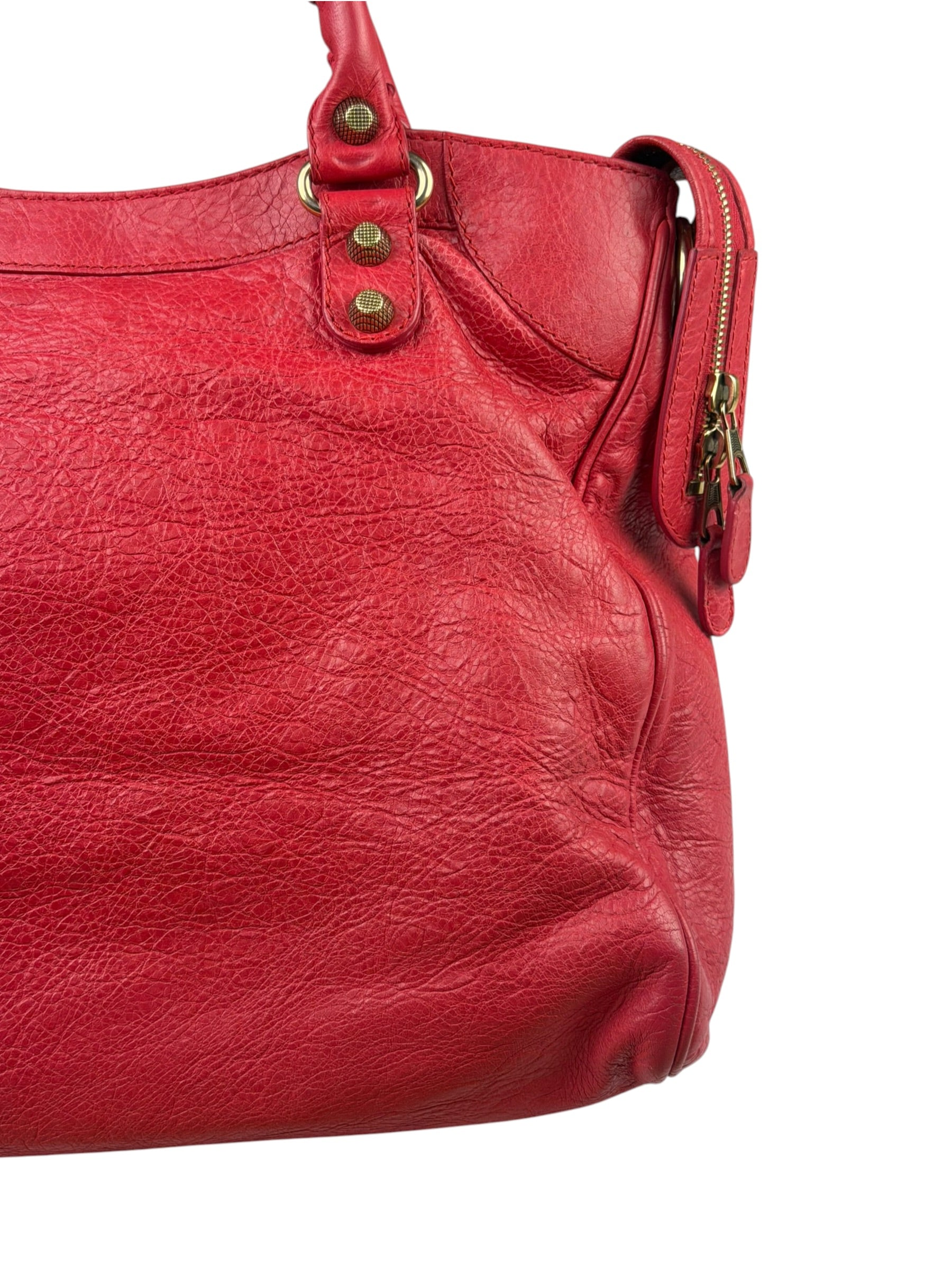 Balenciaga Red Calfskin Rouge Le City Bag