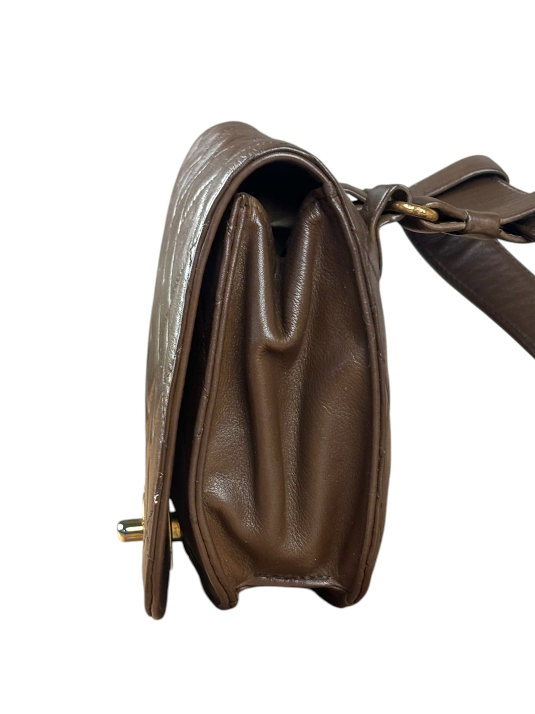 Chanel Brown Quilted Waist Bag 1990