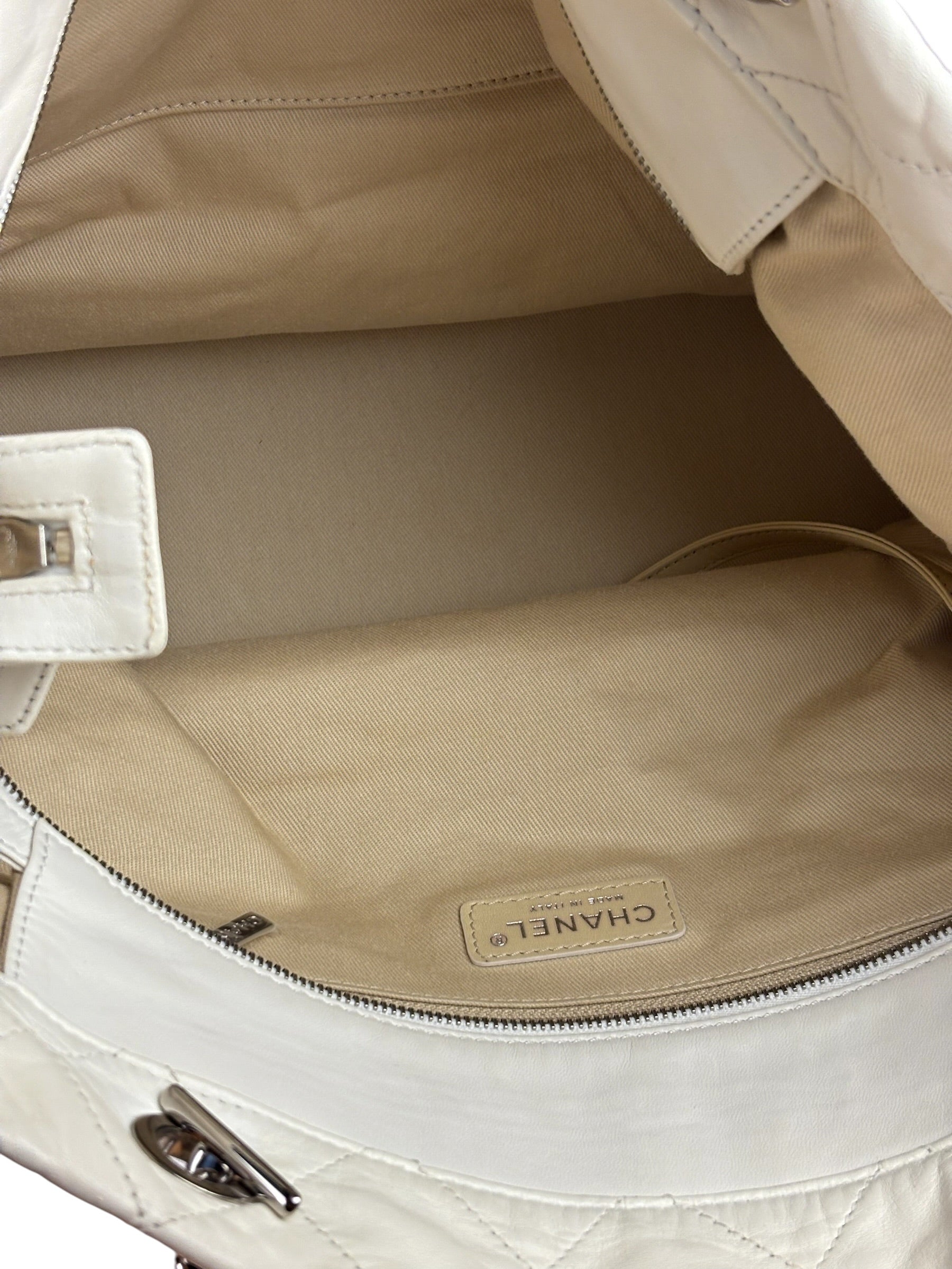 Chanel White Quilted Leather Gabrielle Shopping Tote 2010