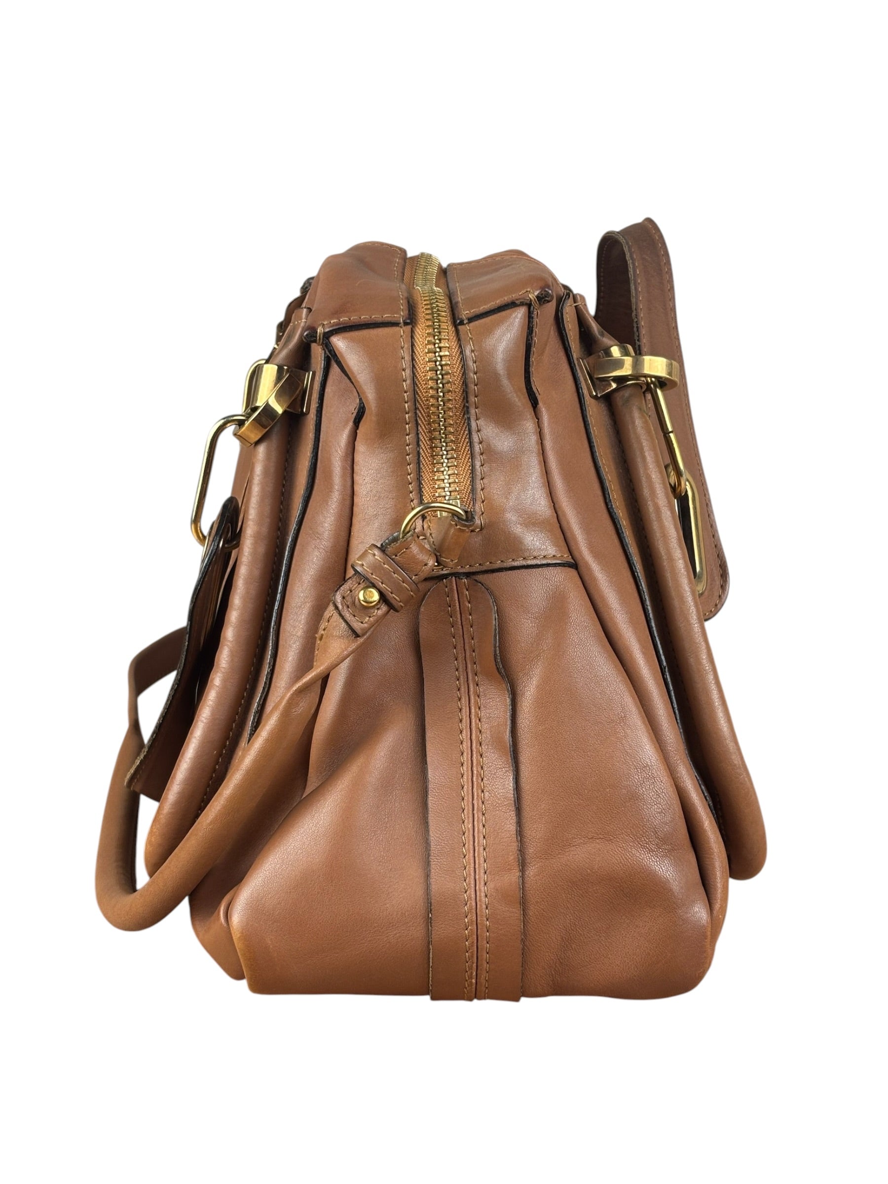 Chloe Caramel Tan Leather Paraty Medium Two-Way Bag