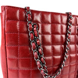 Chanel Red Lambskin Chocolate Bar Mademoiselle Reissue Square Tote  2004