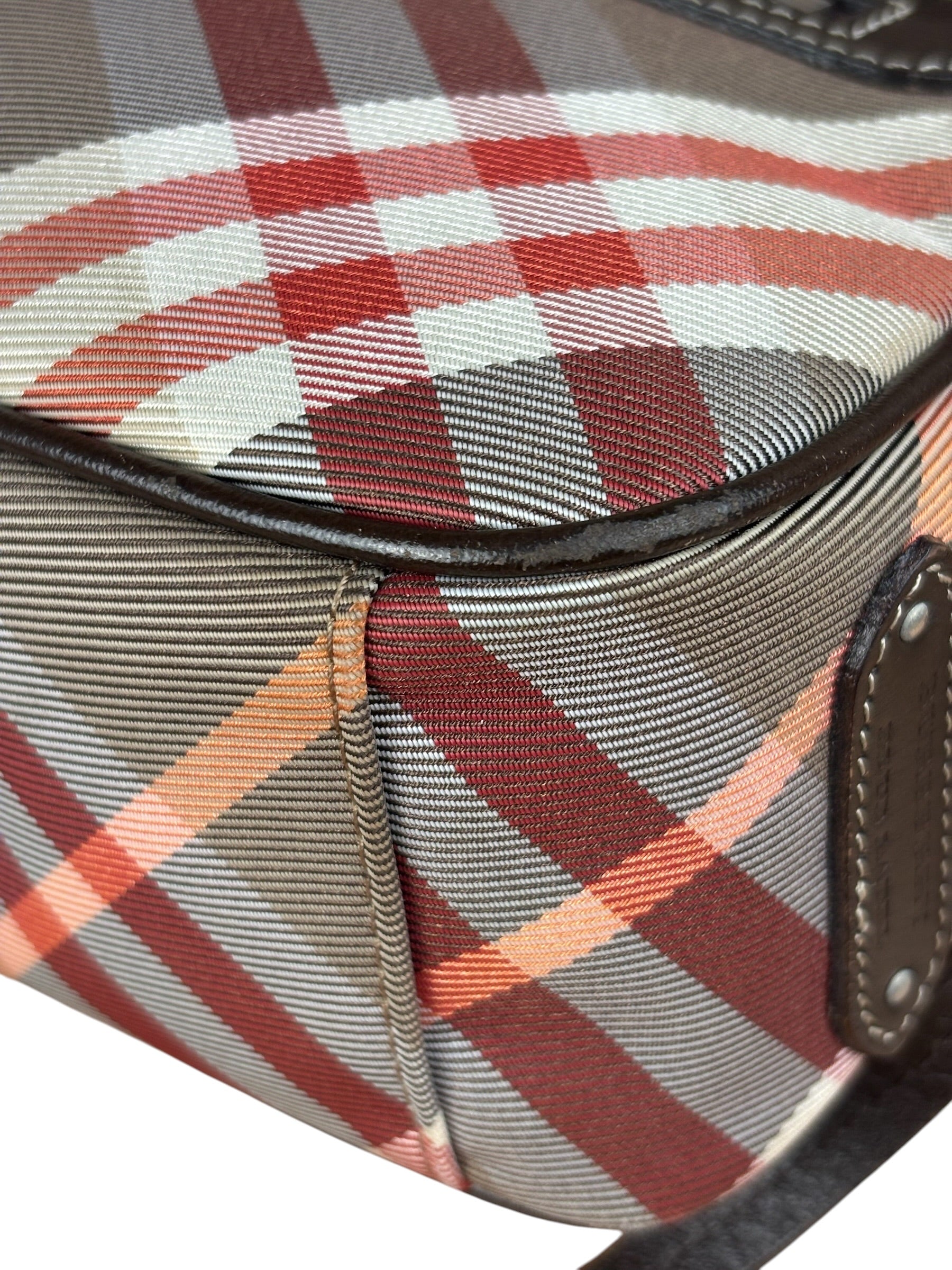 Burberry Nylon Leather Trim Nova Check Crossbody Bag