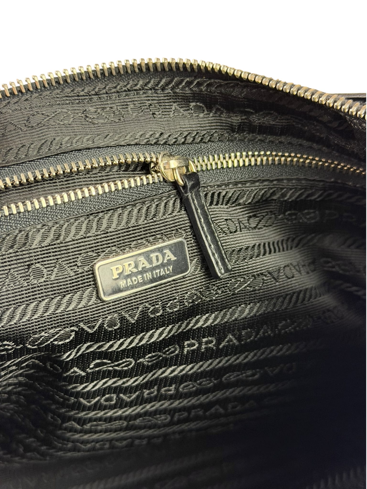 Prada Black Leather Trim/Tessuto Nylon  Shoulder Bag