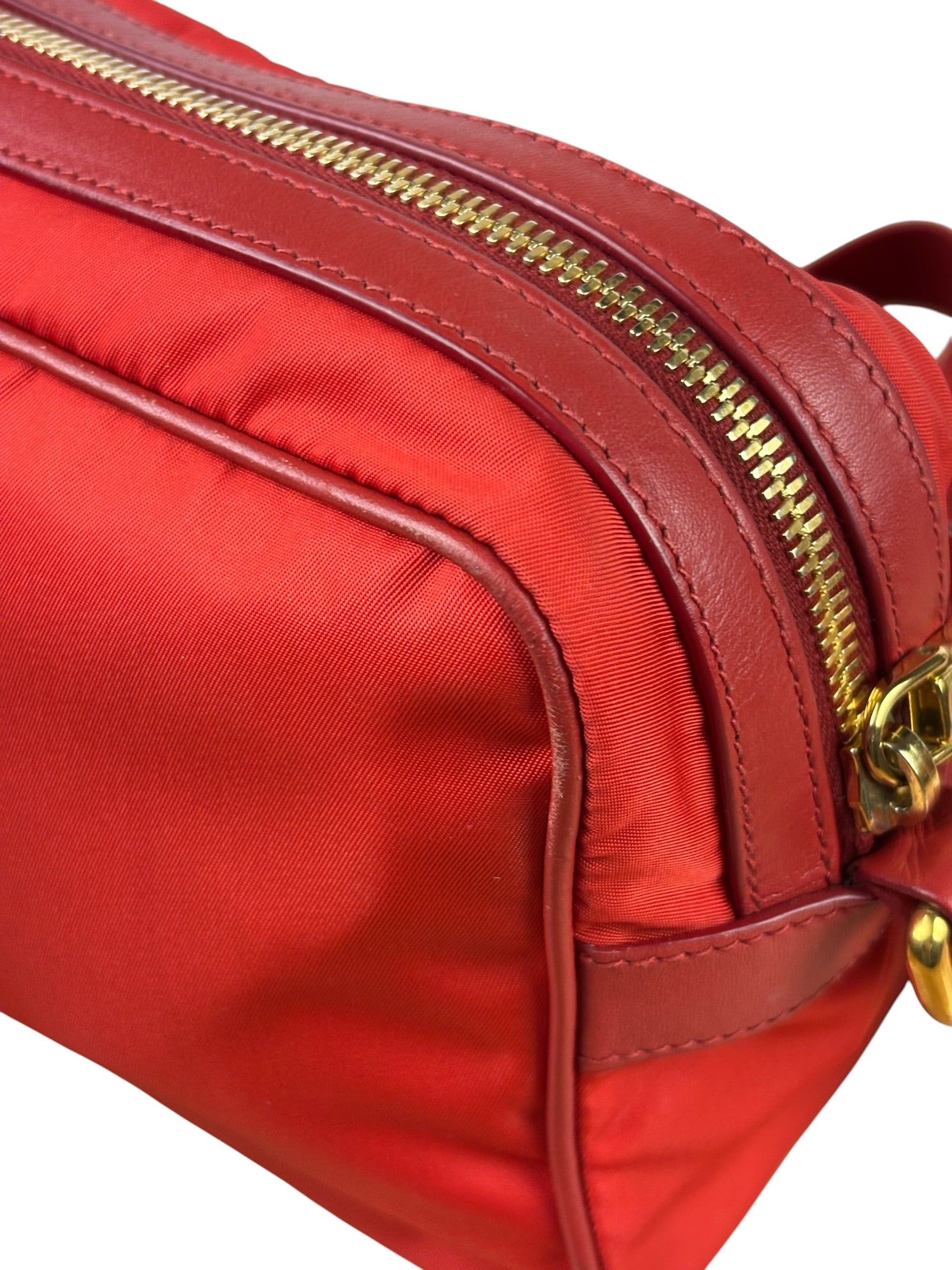 Prada Red Nylon Camera Crossbody Bag