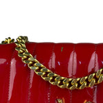 Saint Laurent Red Patent Vicky Chain Flap Bag