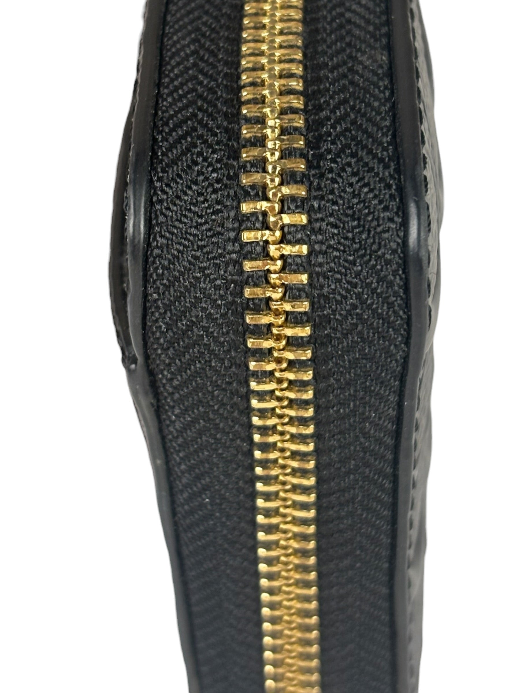 Coach Black Patent Leather Canvas Signature Zip-Around Long Wallet