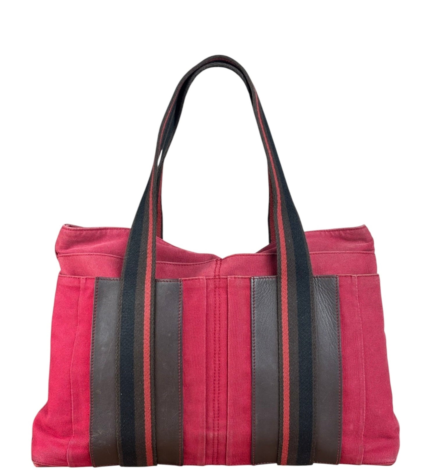 Hermes Bicolor Cotton/Leather Troca Horizontal Tote Bag