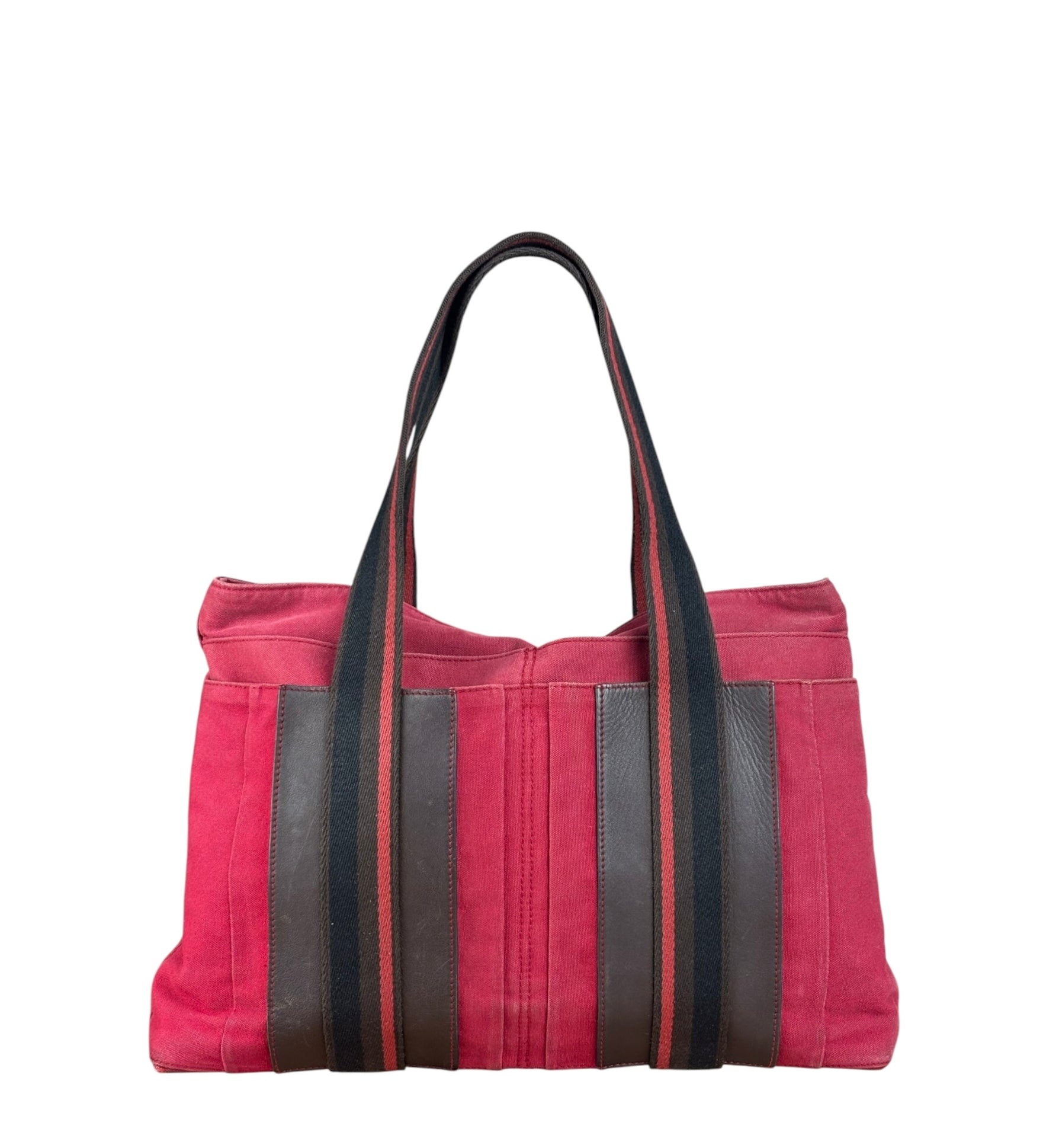 Hermes Bicolor Cotton/Leather Troca Horizontal Tote Bag