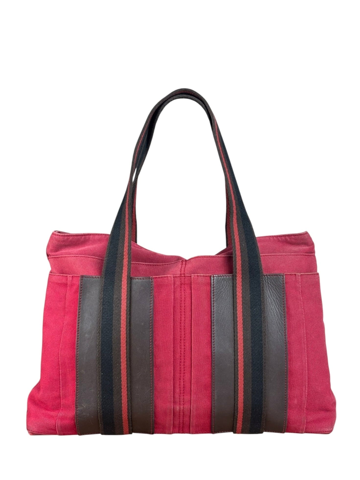 Hermes Bicolor Cotton/Leather Troca Horizontal Tote Bag