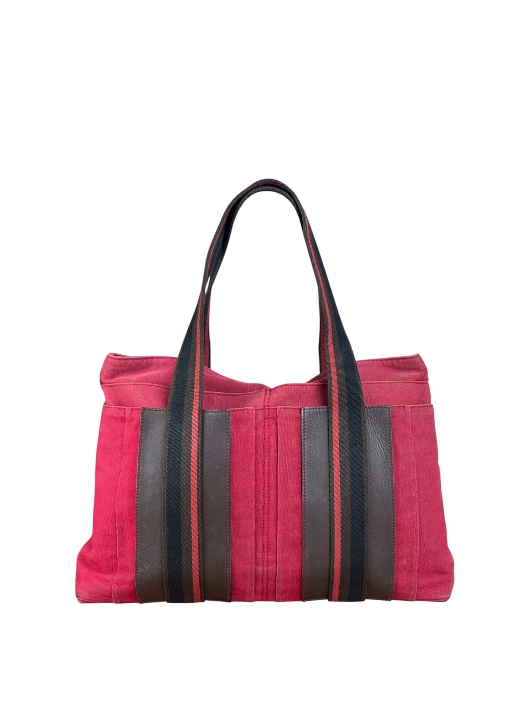 Hermes Bicolor Cotton/Leather Troca Horizontal Tote Bag