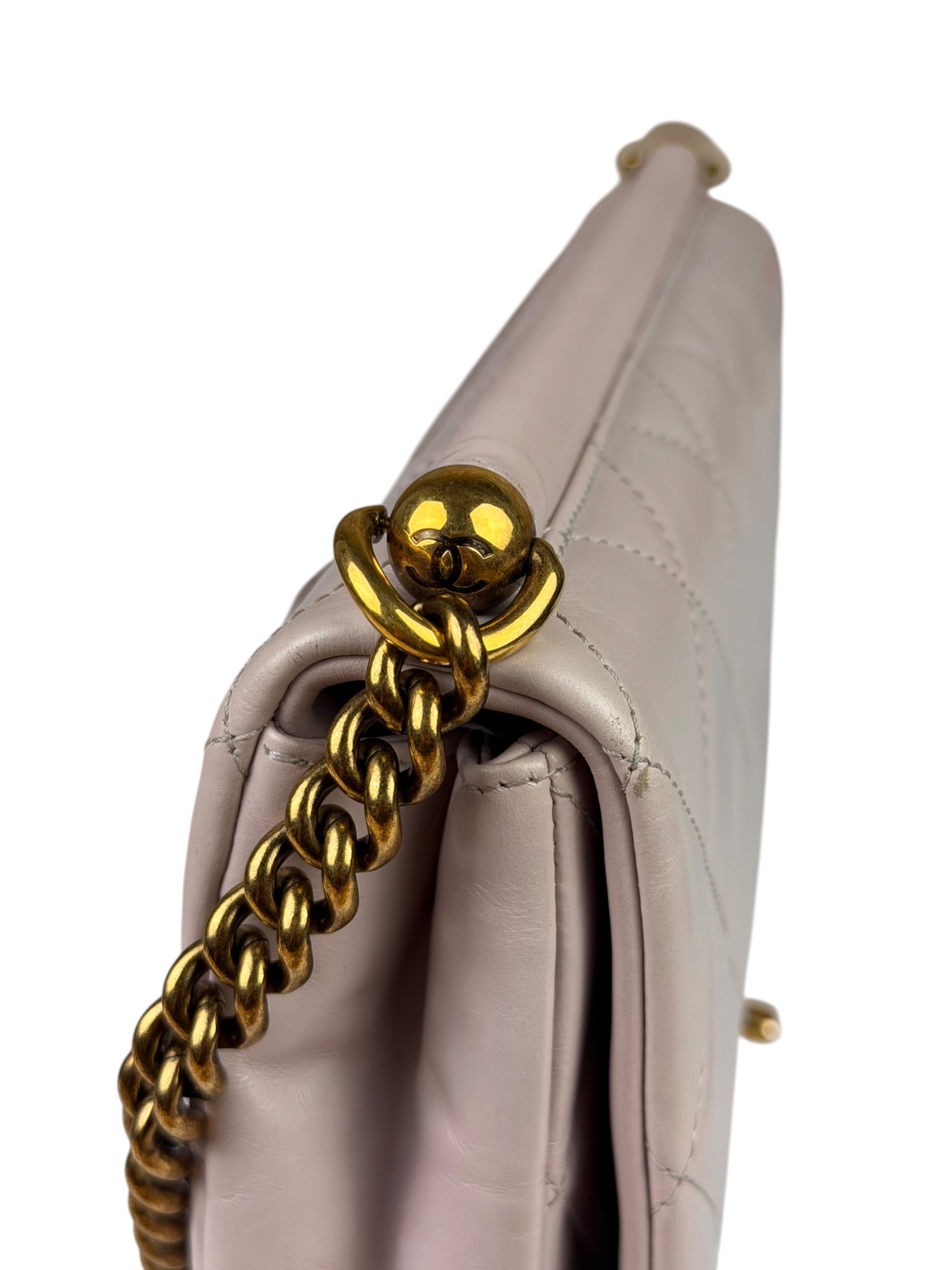 Chanel Light Lilac Calfskin Leather Quilted Flap Chain Bag