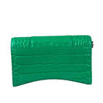 Balenciaga Green Crocodile Embossed Hourglass Wallet On Chain