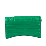 Balenciaga Green Crocodile Embossed Hourglass Wallet On Chain