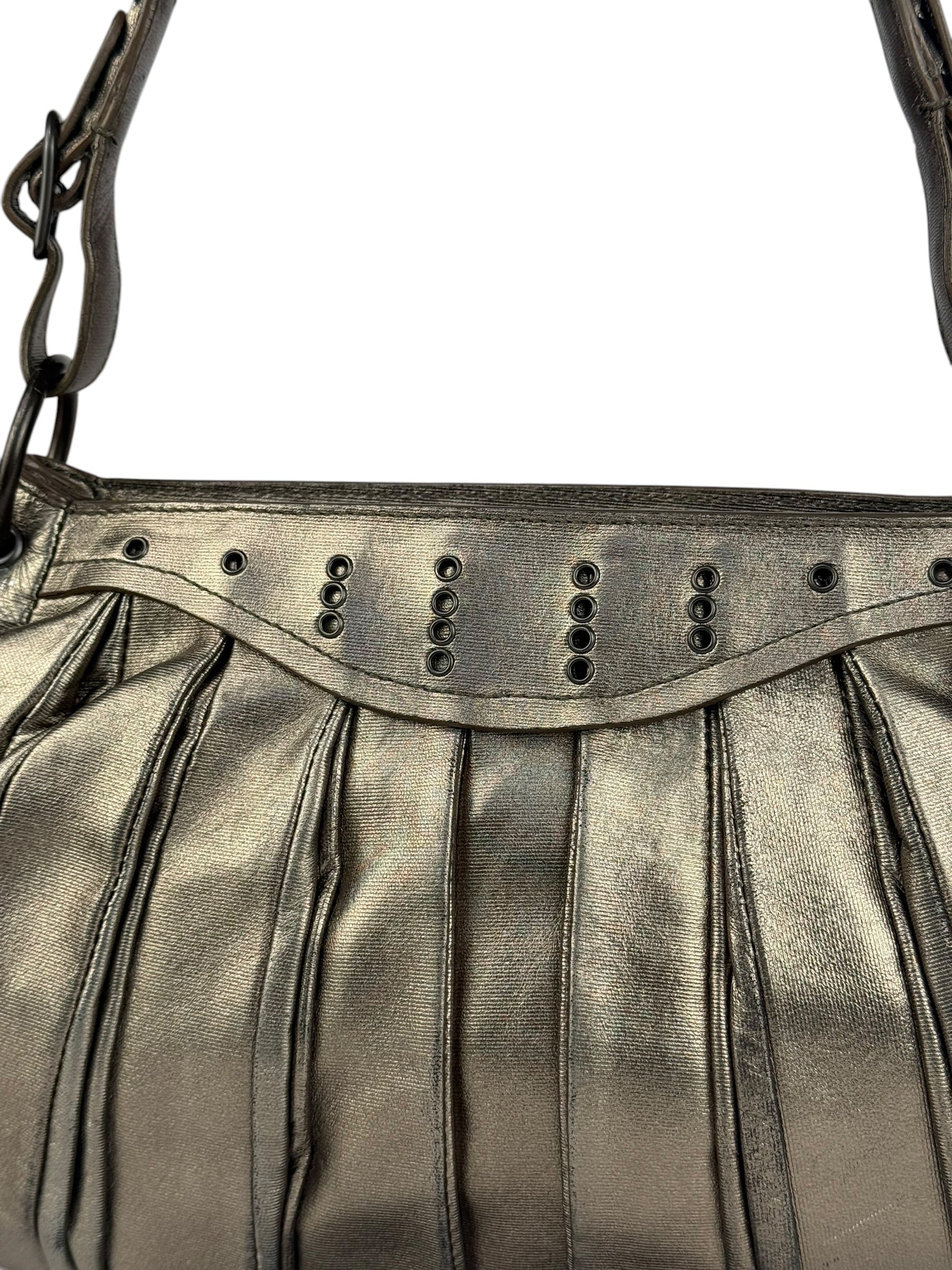 Bottega Veneta Metallic Pleated Shoulder Bag