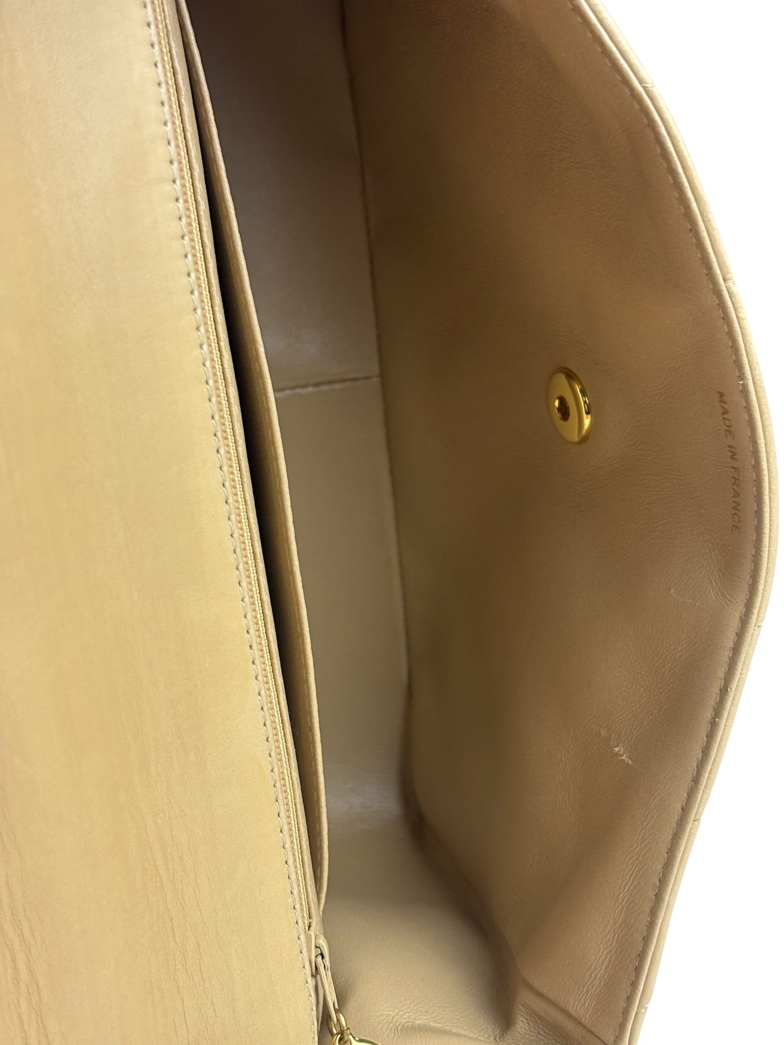 Chanel Vintage Beige Lambskin Chevron Coco Handle Flap Two-Way Bag 1991