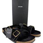 Yves Saint Laurent Black Jimmy Pony Hair Falt Sandal