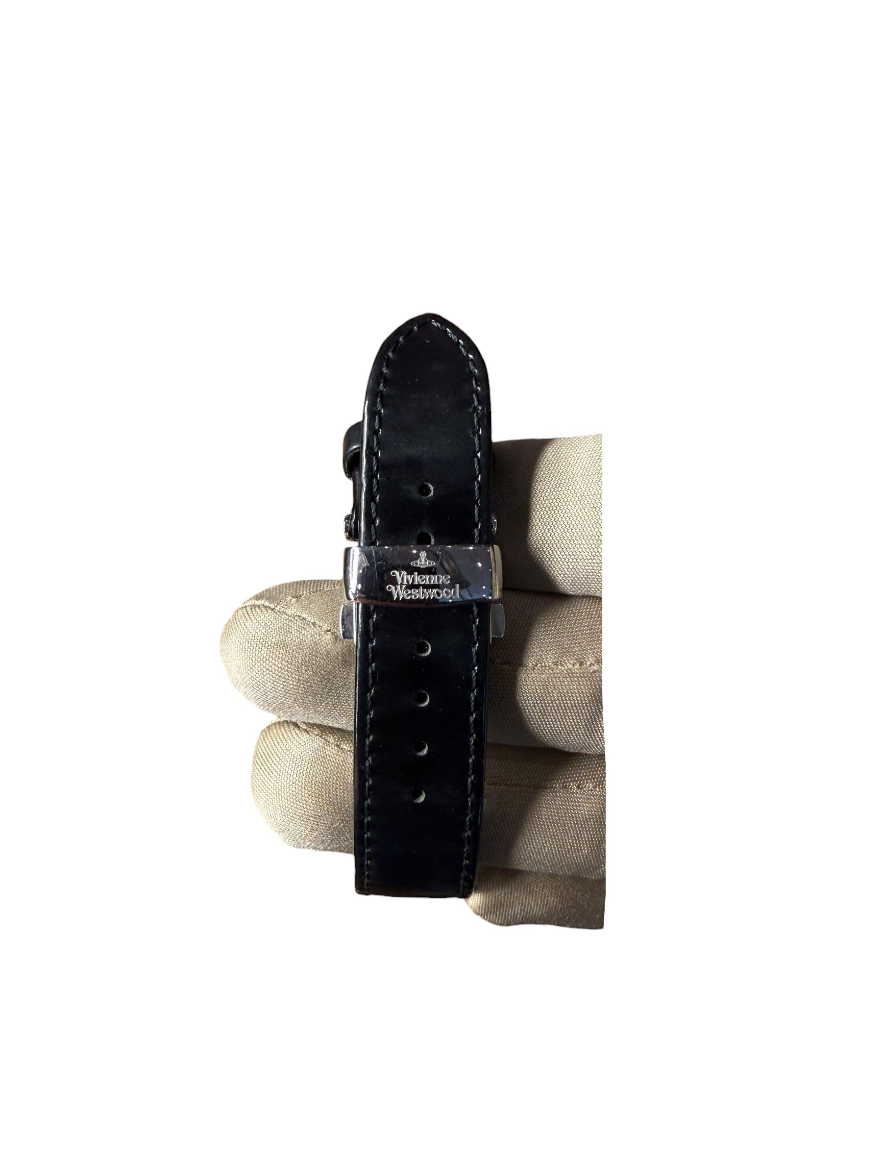 Vivienne Westwood White & Black Orb Dial Black Strap