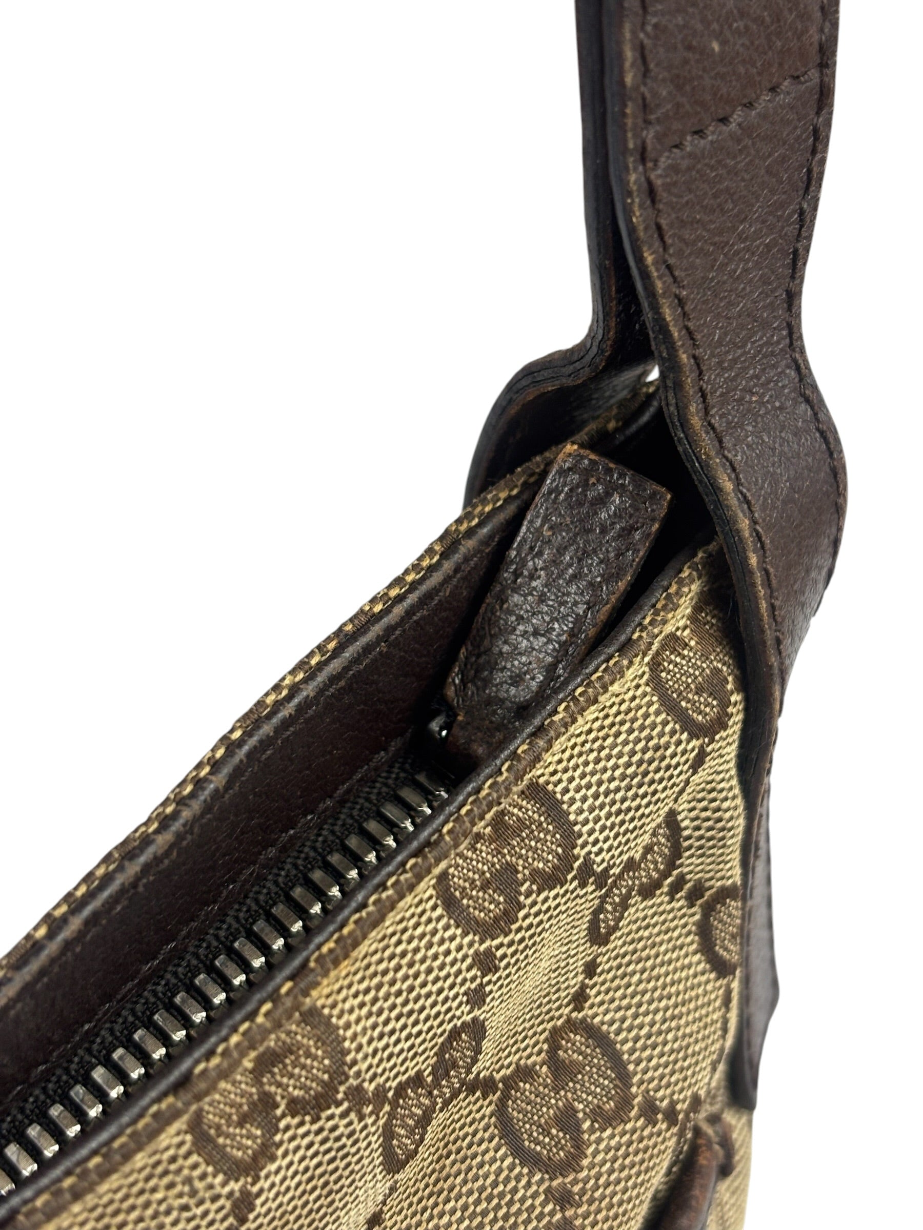 Gucci Brown Leather Trim GG Supreme Messenger Bag