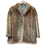 Vintage Brown Chevron Mink Fur Coat