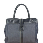 Chanel Vintage Denim/Black Leather CC Turn-Lock Tote Bag 2001