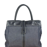 Chanel Vintage Denim/Black Leather CC Turn-Lock Tote Bag 2001