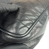Chanel Vintage Black Leather Mademoiselle Vertical Quilted Shoulder Bag 1990's