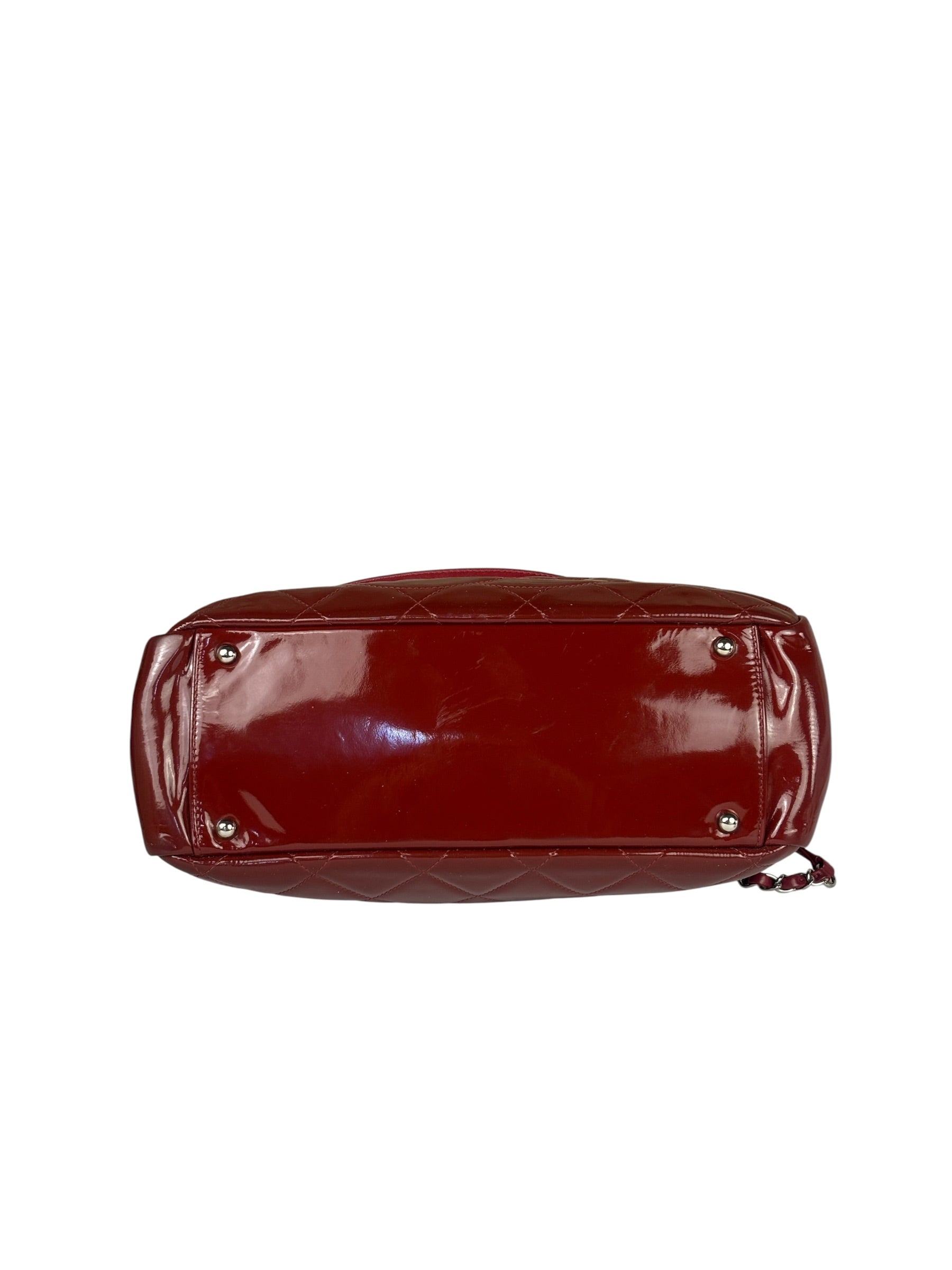 Chanel Red Patent Leather Chain Shoulder Bag 2012