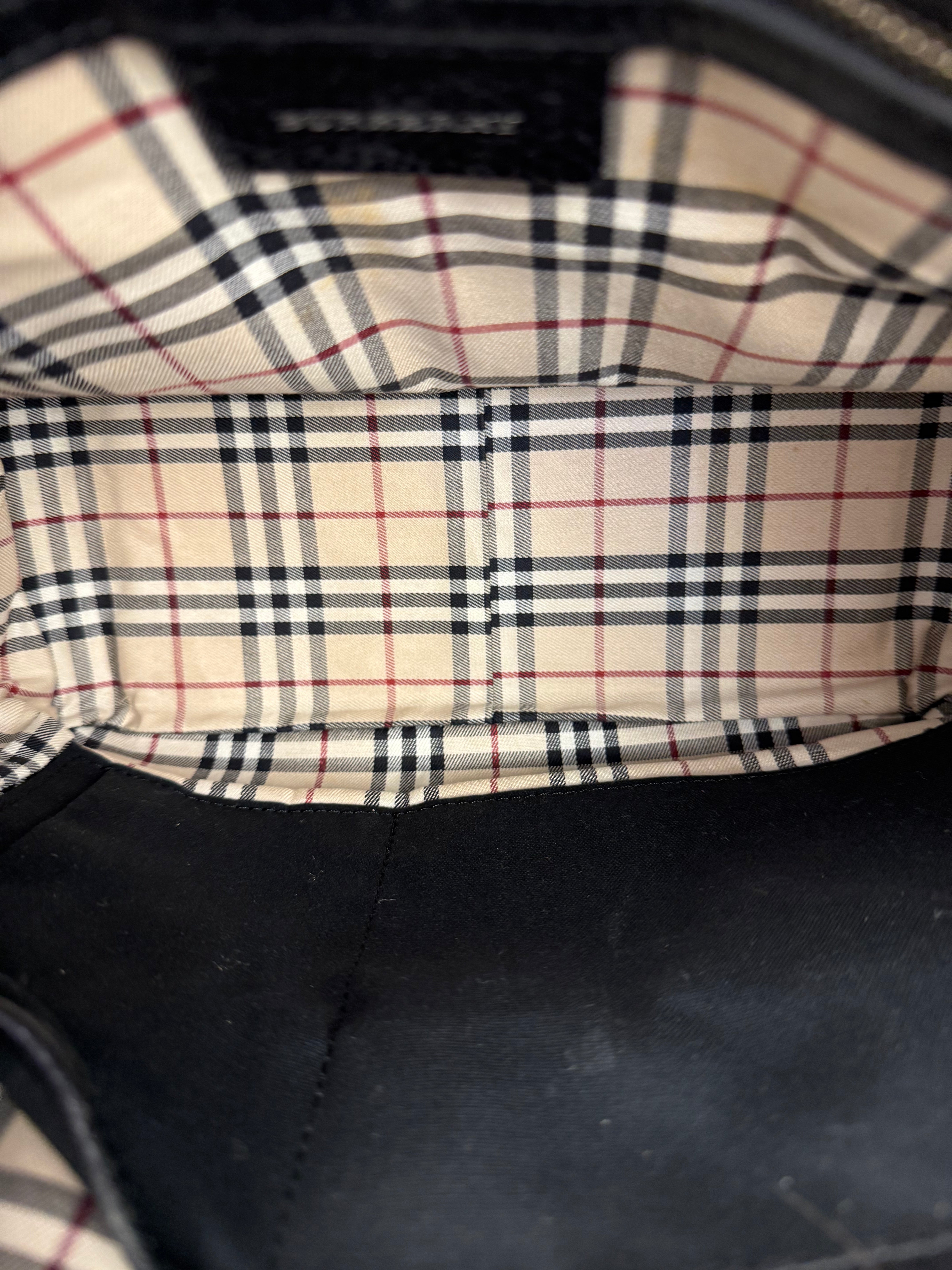 Burberry Black Pebbled Leather Tote Handbag