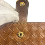 Bottega Veneta Vintage Brown Leather Woven Intrecciato Wallet