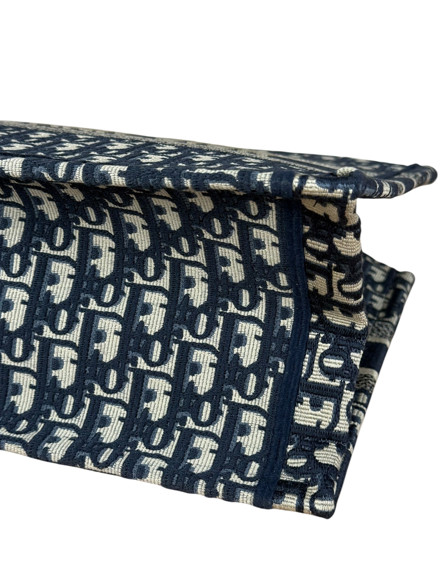 Christian Dior Navy Ecru Oblique Small Book Tote