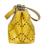 Chanel Vintage Yellow Patent Leather Perforated Tote Bag 1987