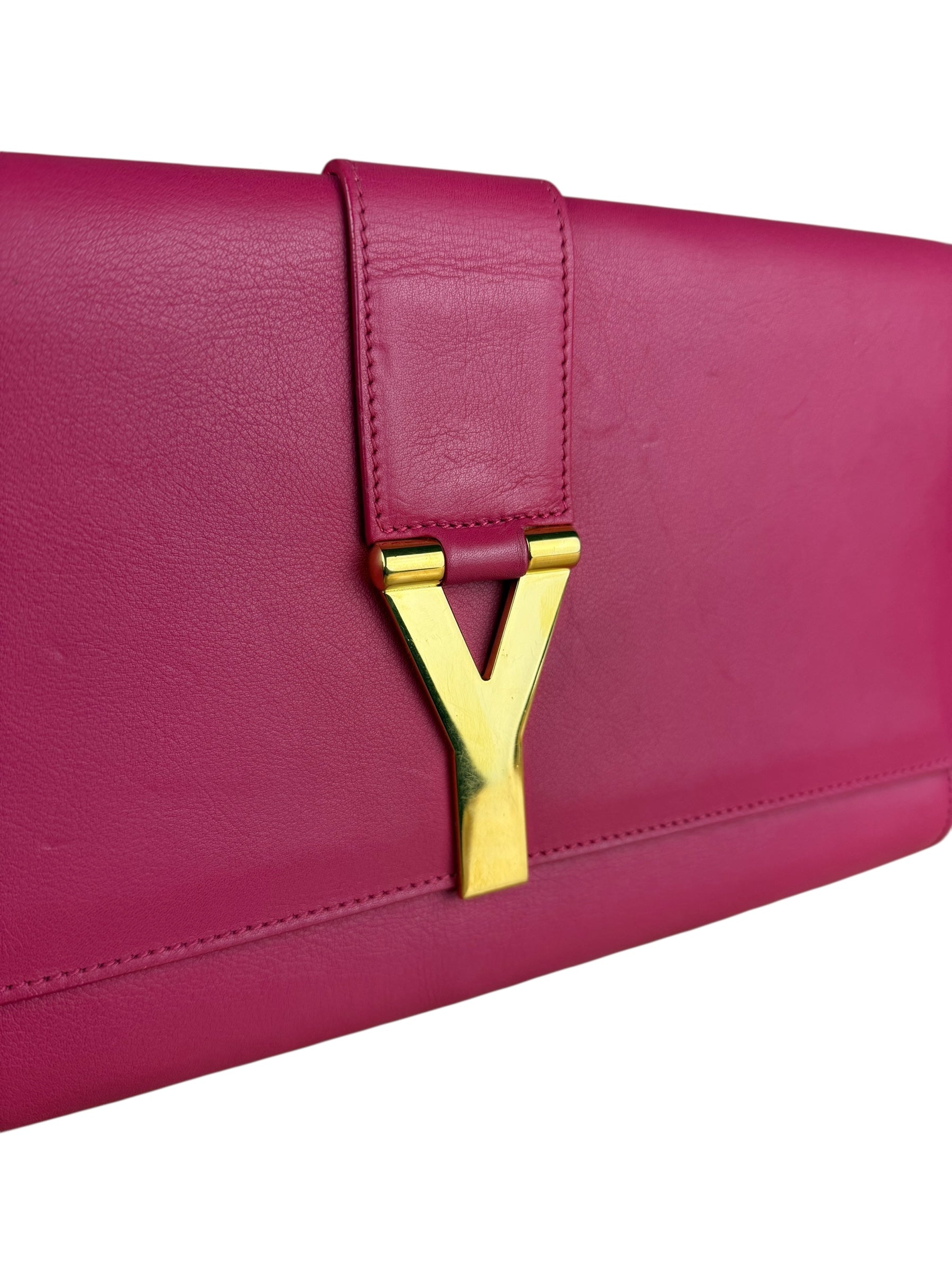 Saint Laurent Pink Leather Y Ligne Clutch