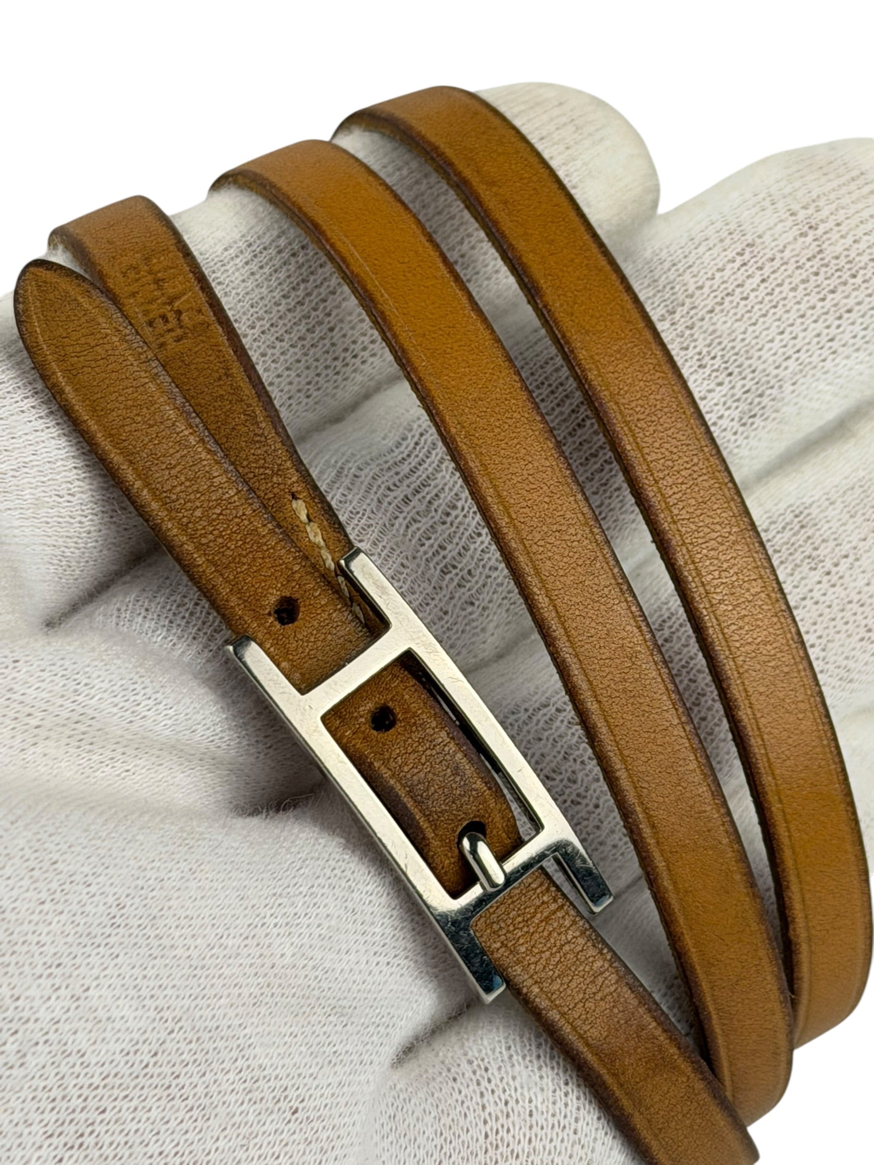 Hermes Brown Hapi 3 Triple Tour Wrap Bracelet