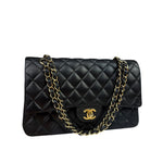 Chanel Black Quilted Leather Classic Medium Double Flap Bag 2014
