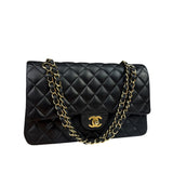 Chanel Black Quilted Leather Classic Medium Double Flap Bag 2014