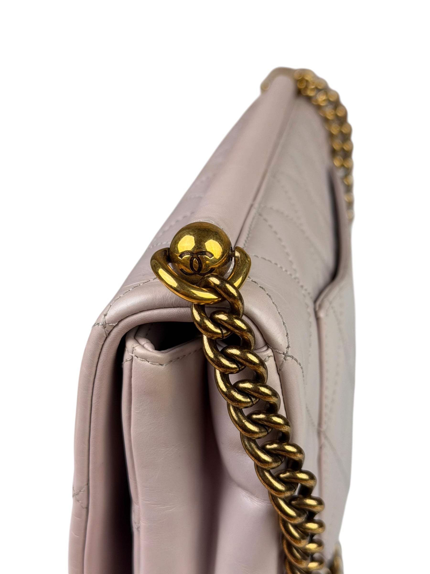 Chanel Light Lilac Calfskin Leather Quilted Flap Chain Bag