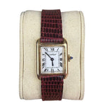 Cartier Tank White Roman Dial Red Strap 1970's