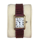 Cartier Tank White Roman Dial Red Strap 1970's