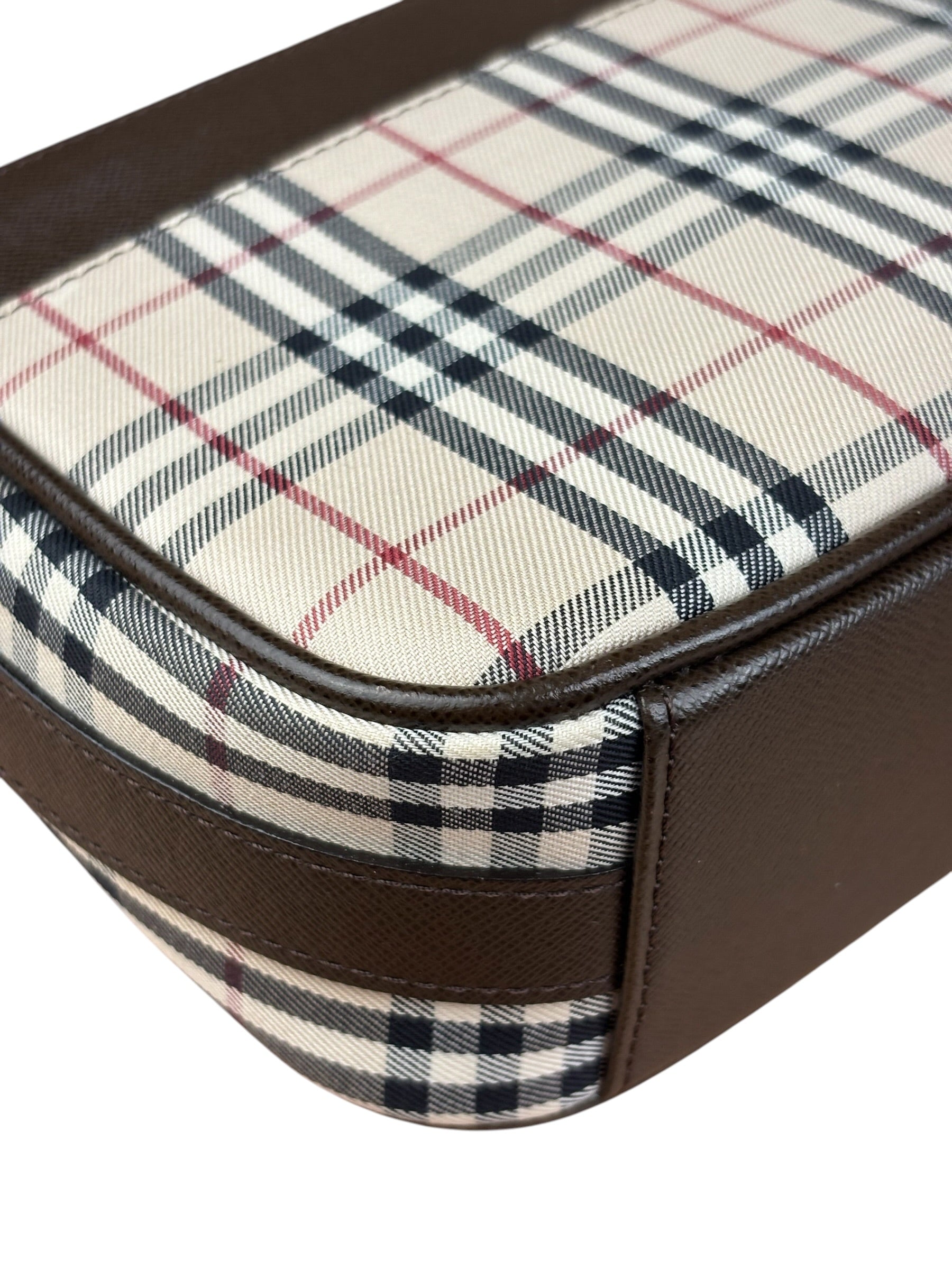 Burberry Vintage Leather Trim House Check Pochette