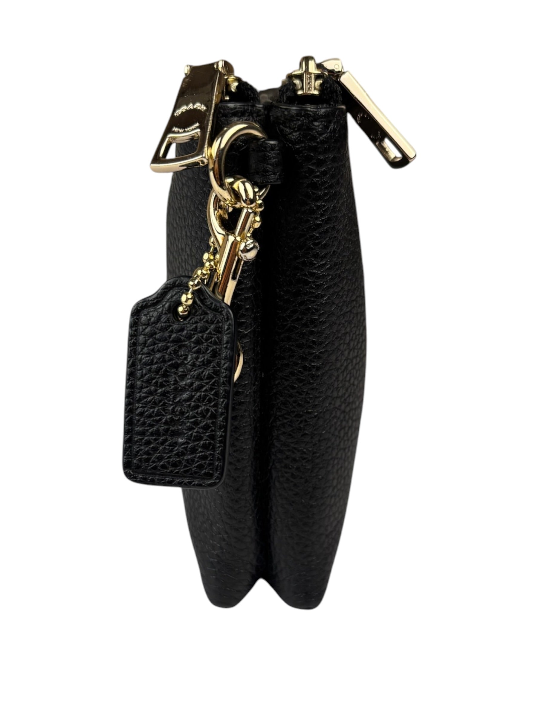 Coach Black Pebbled Leather Dual Zip Wristlet Wallet