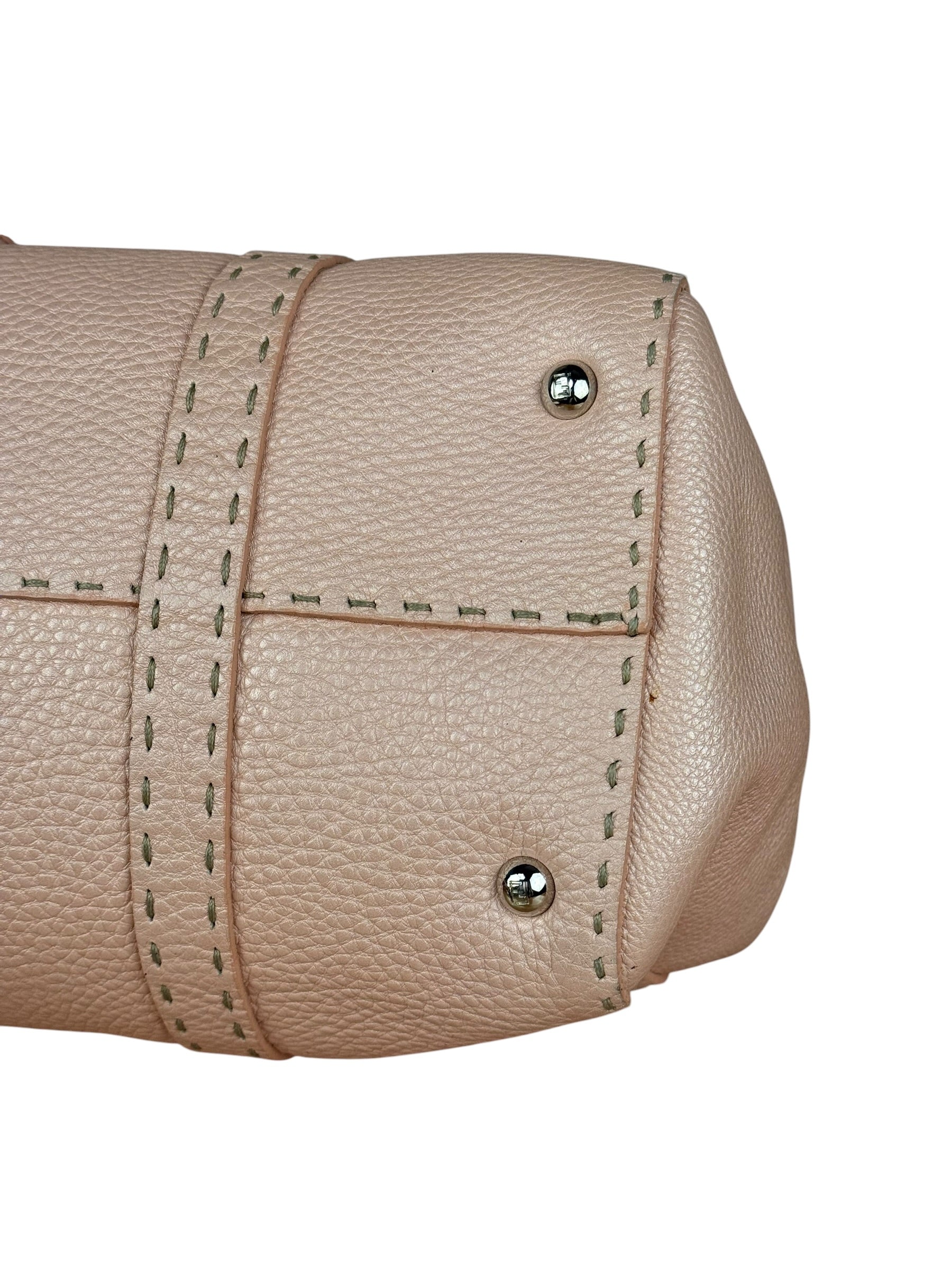 Fendi Light Pink Metallic Vintage Selleria Stitch Lina Handbag