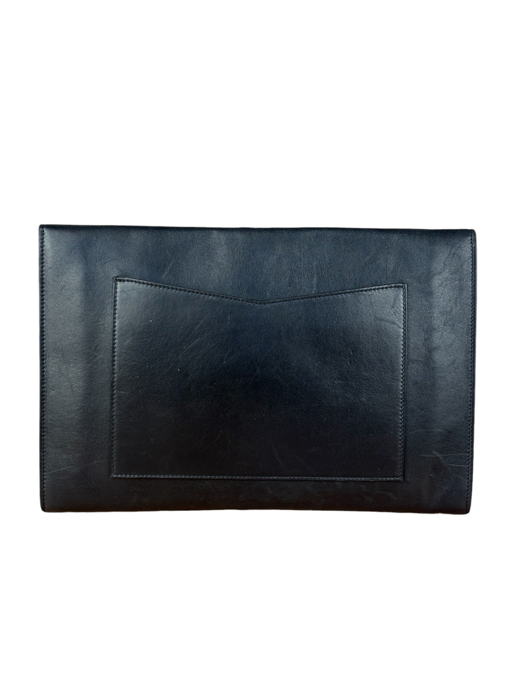 Chanel Black Leather Paris-Rome Coco Envelope Clutch 2017