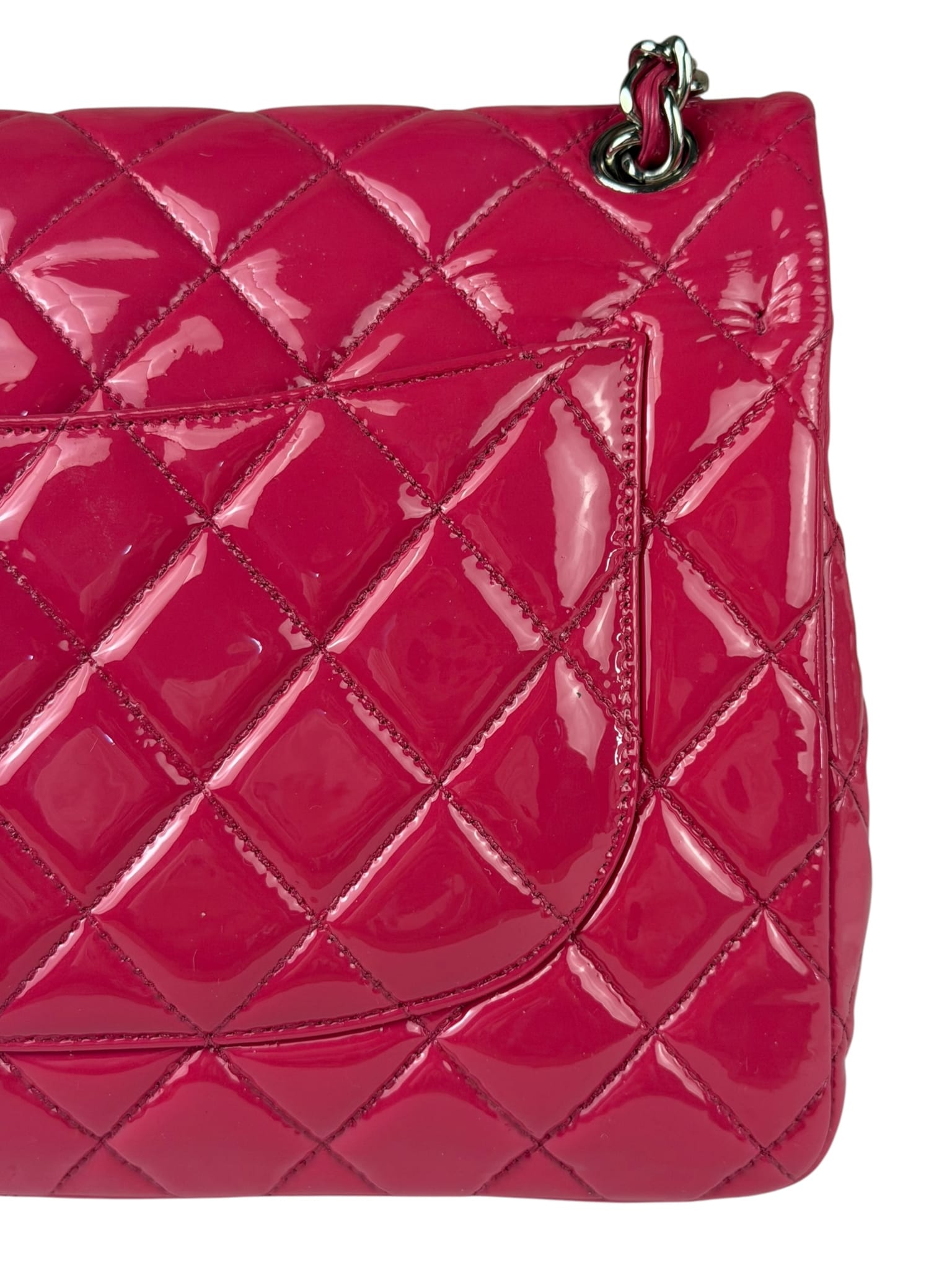 Chanel Hot Pink Large Patent Leather Double Flap Shoulder Bag 2014