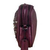 Coach Purple Metallic Studded Leather Zip Pouch