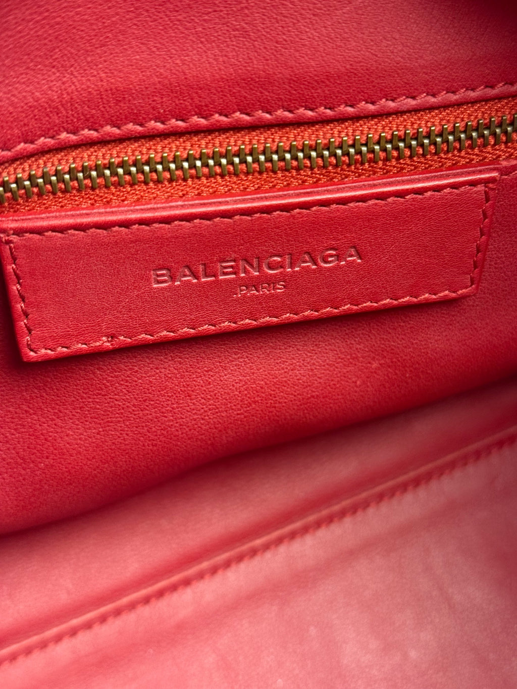 Balenciaga Red Leather Blackout City Two-Way Bag
