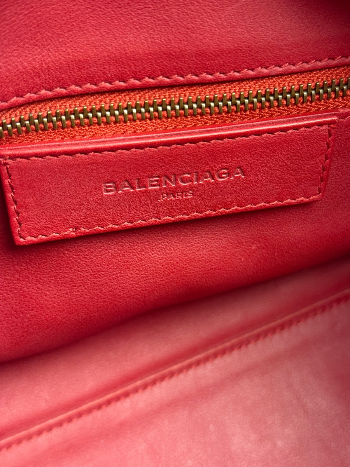 Balenciaga Red Leather Blackout City Two-Way Bag