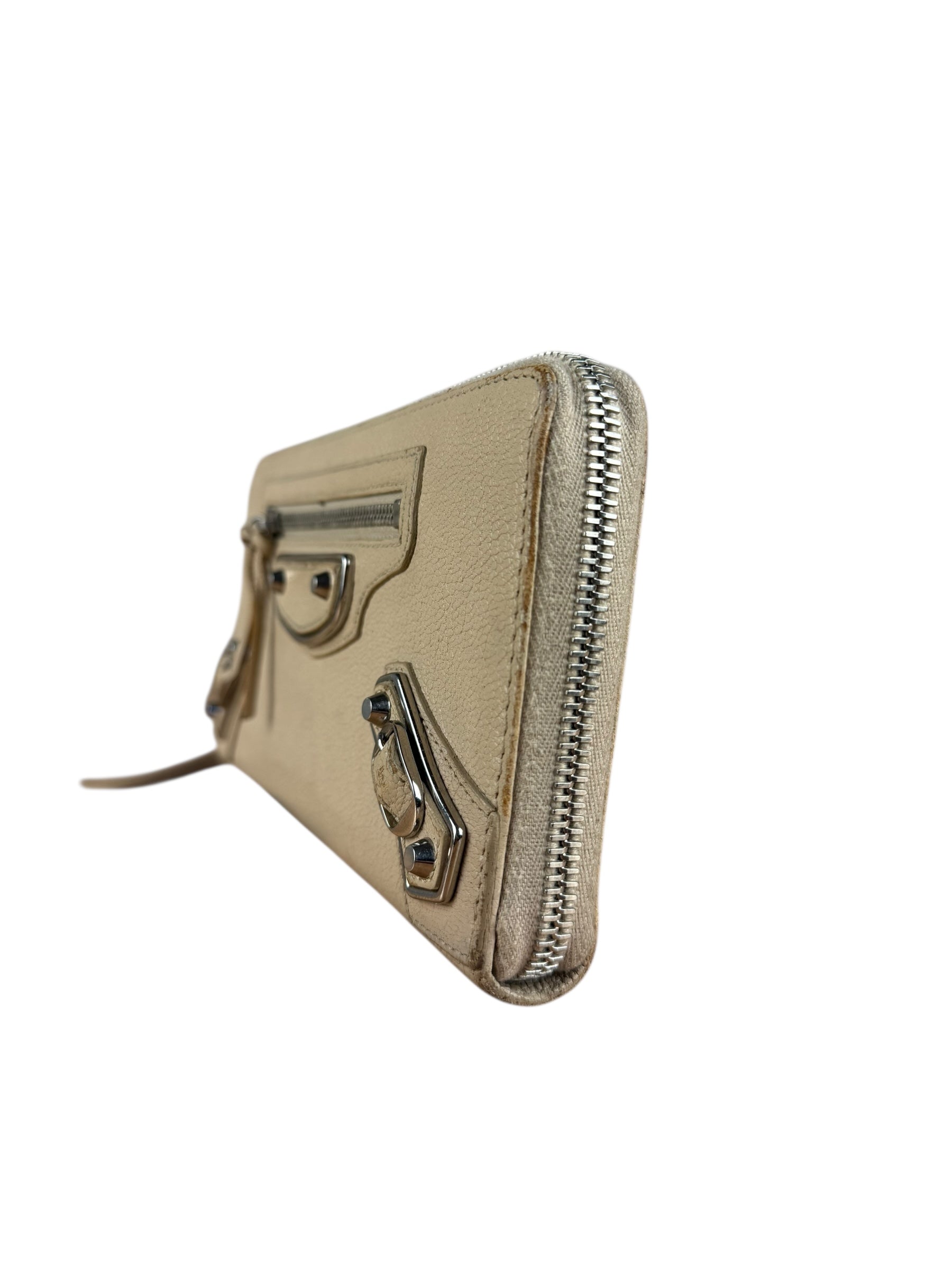 Balenciaga Beige Moto Zippy Wallet
