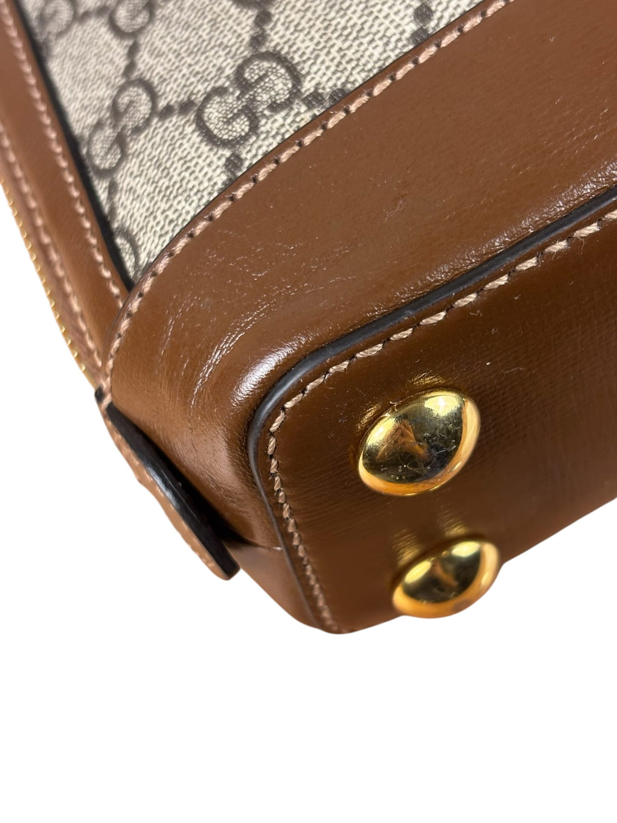Gucci Brown Leather GG Horsebit Small Top Handle Bag 1955