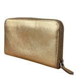 Prada Metallic Gold Saffiano Leather Zip-Around Wallet