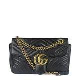 Gucci GG Black Marmont Leather Medium Shoulder Bag